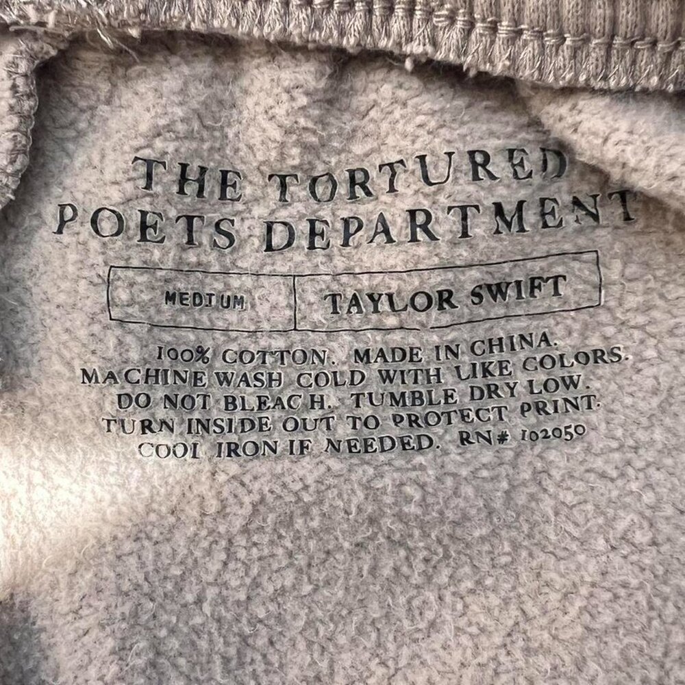 Beige Taylor Swift Tortured Poets Department merch sweatpants size M - Picture 4 of 4